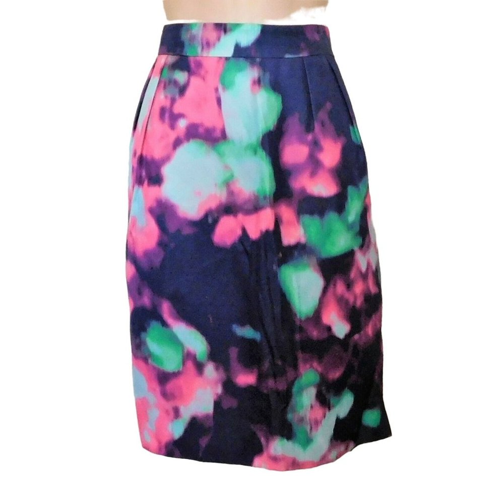 Kate Spade Barry Skirt 12 Multi Color Watercolor Abstract Pencil Straight Lined - Picture 1 of 6